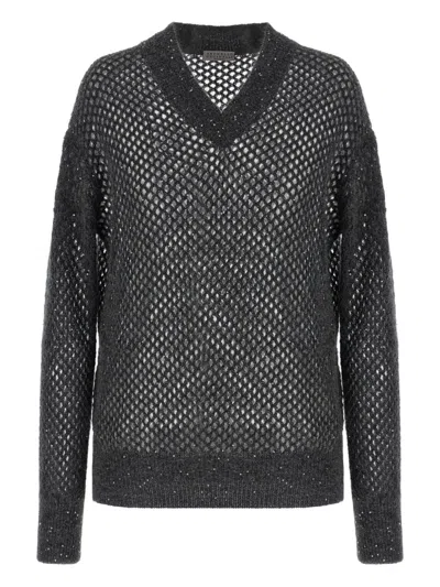 BRUNELLO CUCINELLI BRUNELLO CUCINELLI NET V-NECK SWEATER