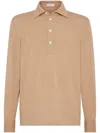 Brunello Cucinelli Cashmere Knit Polo In Neutrals