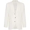 Brunello Cucinelli Wool-cashmere-silk Deconstructed Blazer In Neutral