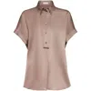 Brunello Cucinelli Monili-embellished Silk Shirt In Brown