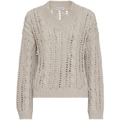 BRUNELLO CUCINELLI NEUTRAL SWEATERS