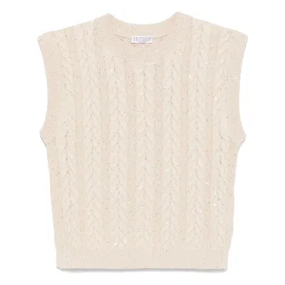 Brunello Cucinelli Neutral Sweaters In Gray