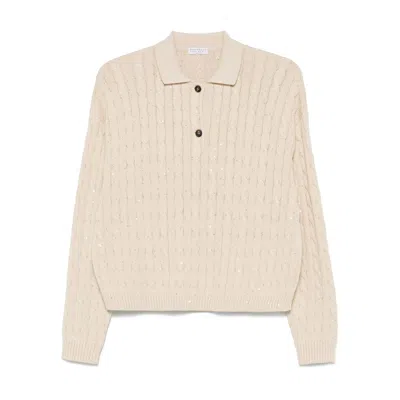 BRUNELLO CUCINELLI NEUTRAL SWEATERS