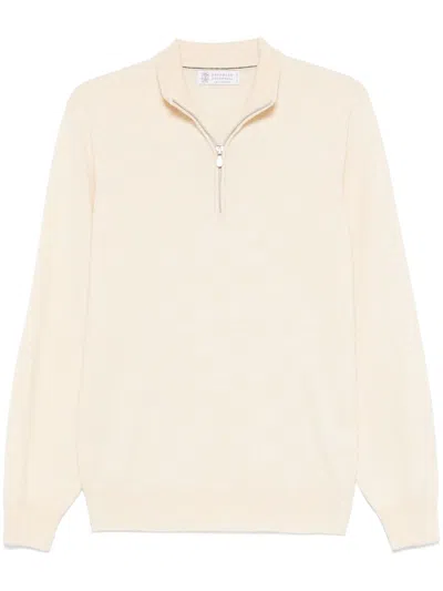 Brunello Cucinelli Neutrals Cashmere Half-zip Sweater