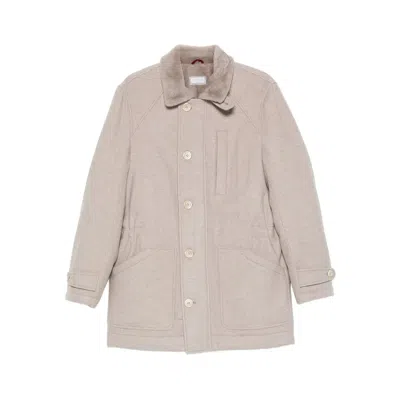 Brunello Cucinelli Neutrals Coats - Single Breasted Coats Men In Gray