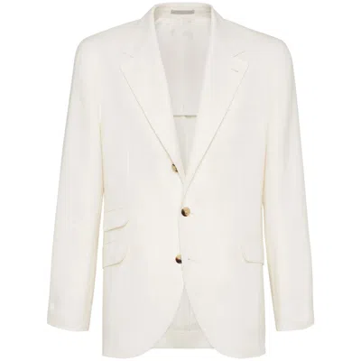 Brunello Cucinelli Deconstructed Single-breasted Jacket Patch Pockets In White
