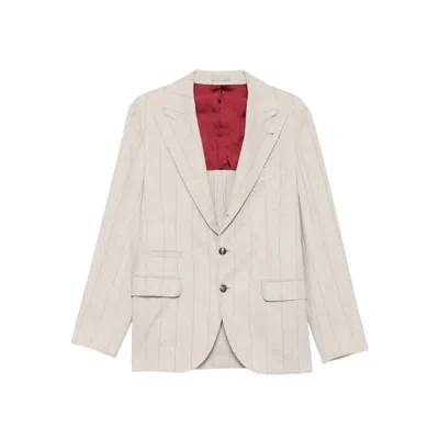 BRUNELLO CUCINELLI BRUNELLO CUCINELLI NEUTRALS JACKETS - BLAZERS MEN