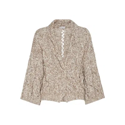 BRUNELLO CUCINELLI BRUNELLO CUCINELLI NEUTRALS KNITWEAR - CARDIGANS WOMEN