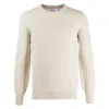Brunello Cucinelli Crew Neck Cashmere Sweater With Ribbed Cuffs In White