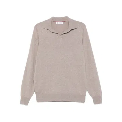 BRUNELLO CUCINELLI BRUNELLO CUCINELLI NEUTRALS SWEATERS & KNITWEAR - JUMPERS MEN