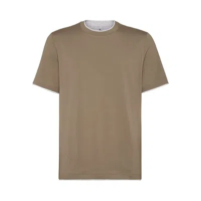 BRUNELLO CUCINELLI BRUNELLO CUCINELLI NEUTRALS T-SHIRTS & VESTS - T-SHIRTS MEN