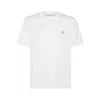 Brunello Cucinelli Crew Neck T-shirt With Subtle Logo Print In White