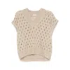 Brunello Cucinelli V-neck Open-knit Vest In Neutral