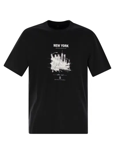 Brunello Cucinelli New York Cotton Jersey T-shirt In Black