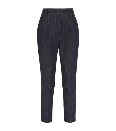 Brunello Cucinelli No-fade Denim Equestrian Trousers In Blue