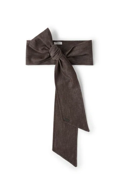Brunello Cucinelli No-fade Denim Foulard In Brown