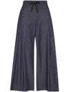 Brunello Cucinelli Women No-fade Denim Wide Pleated Pants With Monili In Blue