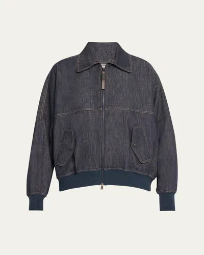 BRUNELLO CUCINELLI NO FADE DENIM ZIP-UP JACKET