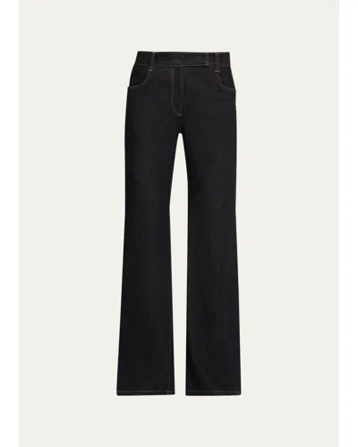 Brunello Cucinelli No Fade Stretch Denim Flared Jeans In Black
