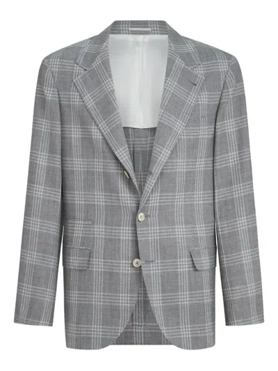 Brunello Cucinelli Notched-lapel Blazer In Gray