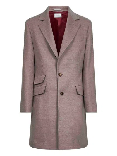 Brunello Cucinelli Notched-lapel Single-breasted Coat In Pink