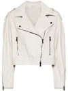 Brunello Cucinelli Notched-lapels Leather Jacket In 中性色