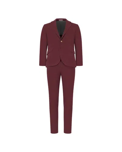Brunello Cucinelli Notched Pleated Suit In Red
