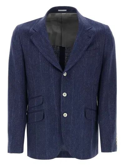 Brunello Cucinelli Notched-lapel Blazer In Blue
