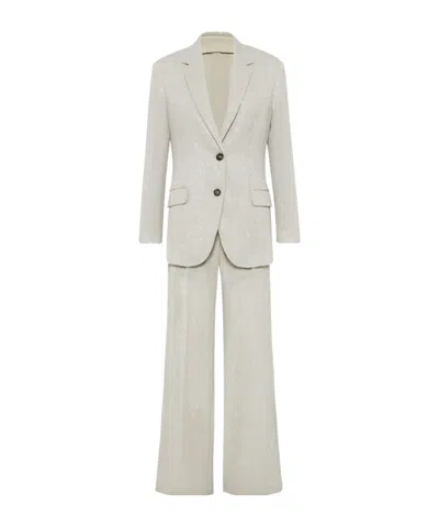 Brunello Cucinelli Notched-lapels Single-breasted Suit In Neutral
