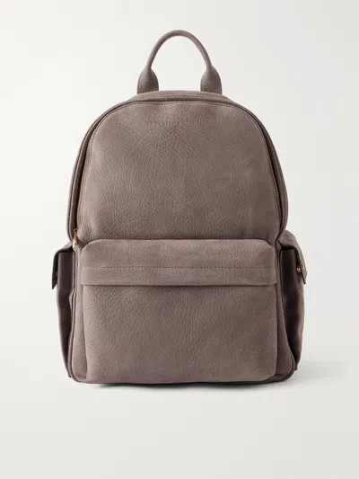 Brunello Cucinelli Nubuck Backpack In Brown