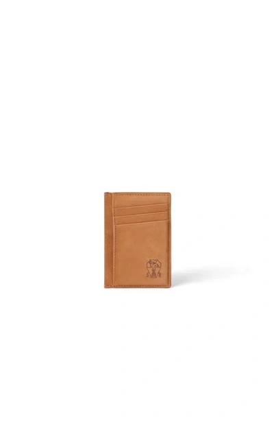 Brunello Cucinelli Nubuck Card Holder In Brown
