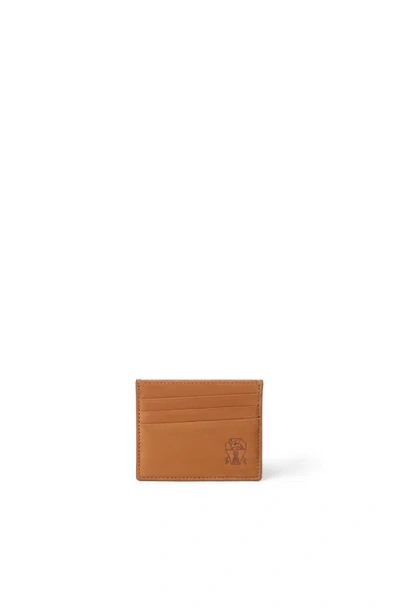Brunello Cucinelli Nubuck Card Holder In Brown