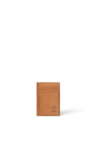Brunello Cucinelli Nubuck Card Holder In Black