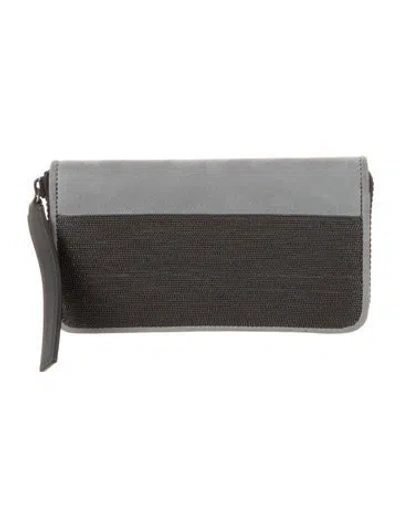 Pre-owned Brunello Cucinelli Nubuck Colorblock Pattern Wallet In Gray