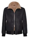 Brunello Cucinelli Nubuck Fur-lining Bomber Jacket In Black