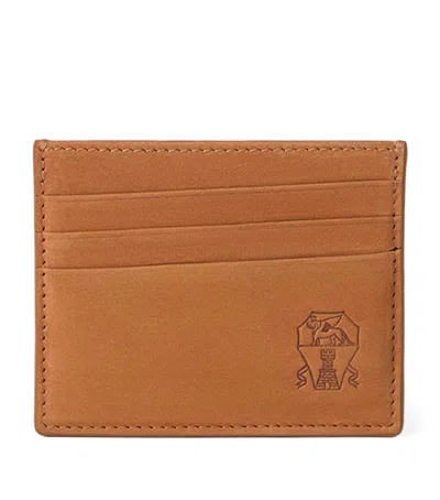 Brunello Cucinelli Nubuck Logo Card Holder In Green