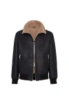 Brunello Cucinelli Nubuck Fur-lining Bomber Jacket In Black