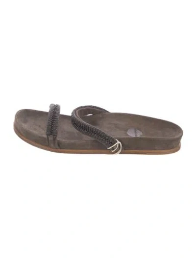 Pre-owned Brunello Cucinelli Nubuck Slides In Brown