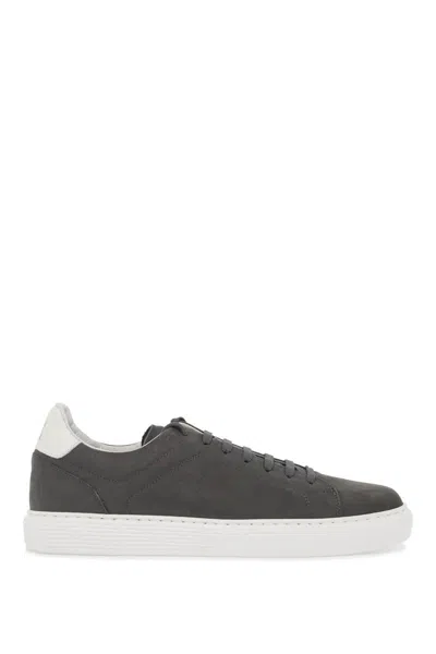 Brunello Cucinelli Nubuck-leather Low-top Sneakers In Multicolor