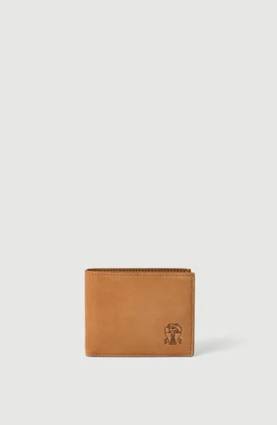 Brunello Cucinelli Nubuck Wallet In Orange