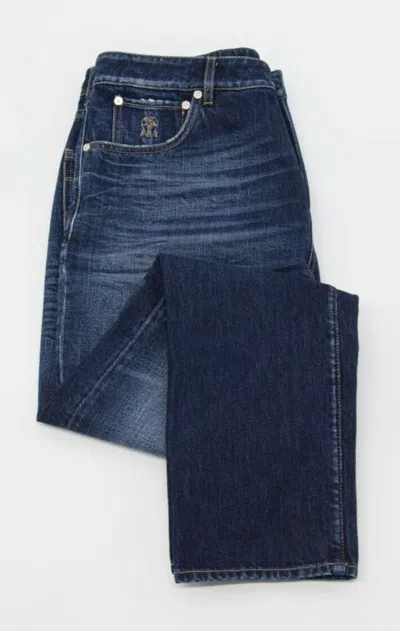 Pre-owned Brunello Cucinelli Nwt$1295  Men's Leisure Fit Distressed Jeans Size50/ 34us A242 In Blue