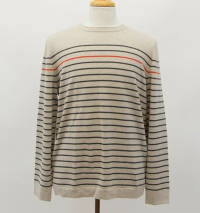 Pre-owned Brunello Cucinelli Nwt$1795  Men 100% Cashmere Knit Striped Sweater 50/ 40us A211 In Gray