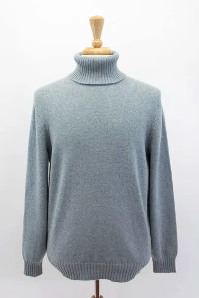 Pre-owned Brunello Cucinelli Nwt$3300  Men's 100% Cashmere Turtleneck Sweater 50/ 40us A242 In Blue