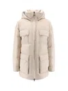 Brunello Cucinelli Knitted Neck Down Jacket Puffer Jackets Beige