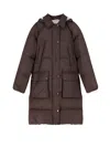 Brunello Cucinelli Women Nylon And Cotton Long Down Jacket In Brown