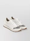 Brunello Cucinelli Nylon And Suede Sneakers With Rubber Sole In White