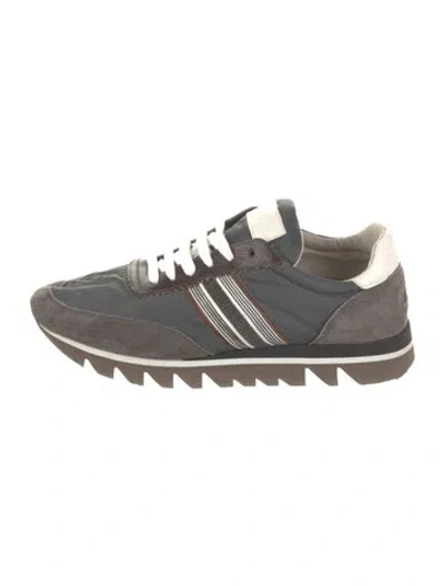 Pre-owned Brunello Cucinelli Nylon Beaded Accents Sneakers In Gray