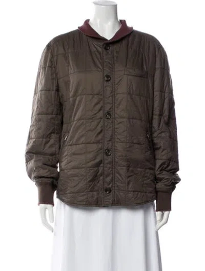 Pre-owned Brunello Cucinelli Nylon Bomber Jacket In Brown