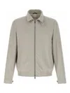 Brunello Cucinelli Men Nylon Bomber Jacket In Gray
