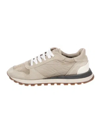 Pre-owned Brunello Cucinelli Nylon Colorblock Pattern Sneakers In Neutral